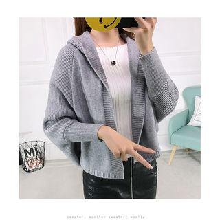 Hooded Batwing-sleeve Cardigan