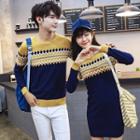 Couple Matching Patterned Color Block Sweater/ Sweater Dress