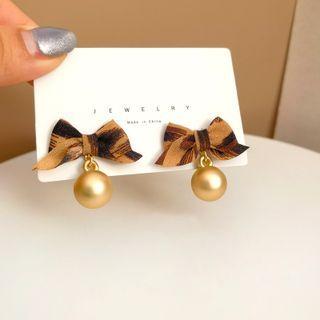 Sterling Silver Ribbon Drop Earring 1 Pair - Black & Gold - One Size