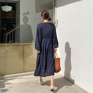 Button-through Long Dress With Sash