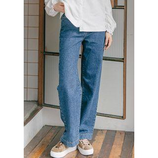 Mid-rise Wide-leg Washed Jeans