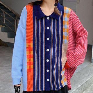 Pattern Collared Cardigan As Shown In Figure - One Size