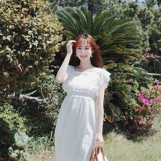 Lace-trim Tie-waist Dress