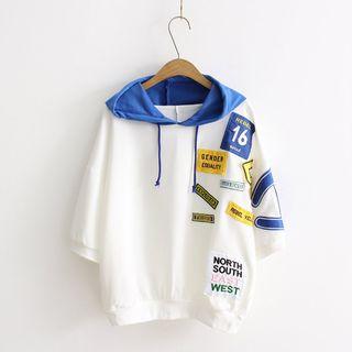 Applique 3/4-sleeve Hoodie
