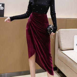 Asymmetrical Hem Pencil Skirt