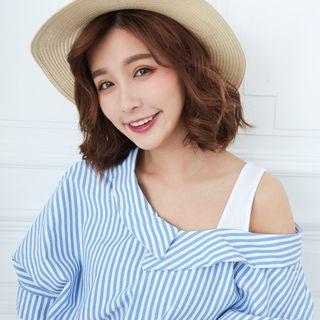 Short Sleeve One Shoulder Striped Top