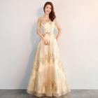 Elbow-sleeve Sequined Mesh Gown