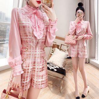 Ribbon Blouse / Plaid Playsuit