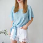 Round-neck Tie-front Top