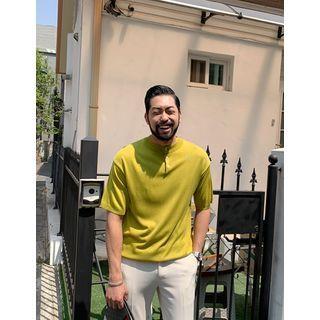 Mock-neck Knit Henley