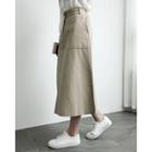 Dual-pocket A-line Long Skirt