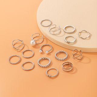 Set Of 16: Ring Silver - One Size