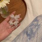 Bow Faux Pearl Lace Earring 1 Pair - Stud Earrings - Silver & White - One Size