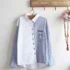 Pinstriped Panel Shirt Blue - One Size