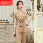 Striped Short-sleeve Blazer / Shorts / Dress Pants / Set