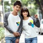 Couple Matching Heart Applique Pullover