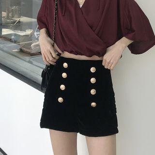 Double-breast Velour Shorts