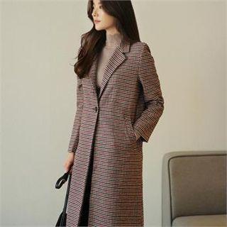 Single-button Houndstooth Coat