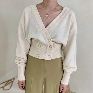 Double-breasted V-neck Cardigan Off-white - One Size