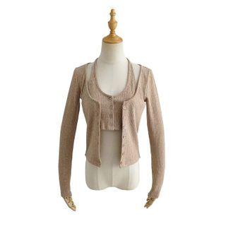 Mock Two-piece Halter-neck Cardigan