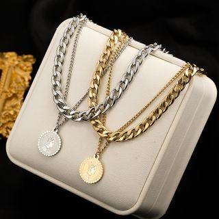 Coin Pendant Chunky Chain Necklace