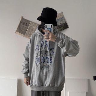 Teeth-print Lettering Hoodie
