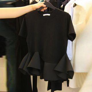 Irregular Ruffle Hem T-shirt