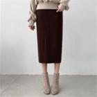 Slit-back Cable-knit Skirt