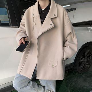 Diagonal-zip Fleece Jacket