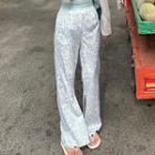 Paisley Print Slit Boot Cut Pants