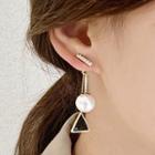 Faux Pearl Geometric Alloy Dangle Earring 1 Pair - Gold - One Size
