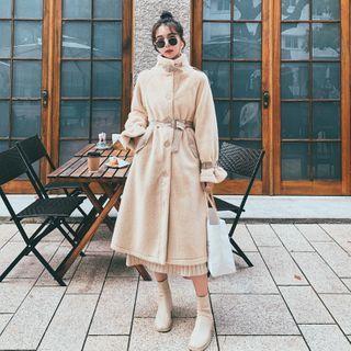 Faux Shearling Single Breasted Long Coat
