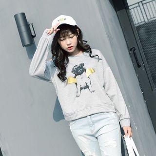 Dog Print Cutout Sweatshirt