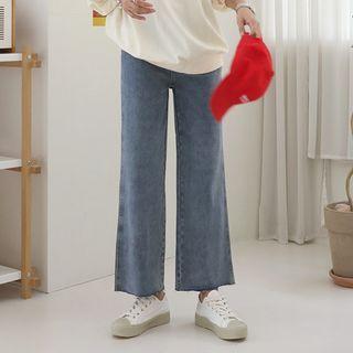 Cut-hem Washed Wide Jeans