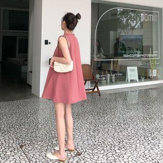 Plain A-line Sleeveless Dress As Figure - One Size