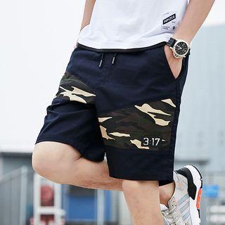 Camo Panel High Waist Shorts