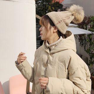 Pom Pom Embroidered Knit Beanie