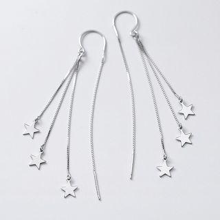 925 Sterling Silver Star Threader Earrings Silver - One Size