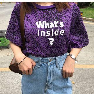 Letter Leopard Print Short-sleeve T-shirt