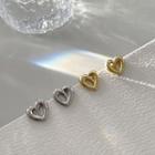 Heart Stud Earring Ed1776 - 1 Pair - Gold - One Size