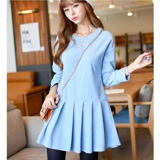 Long Sleeve Pleated A-line Dress