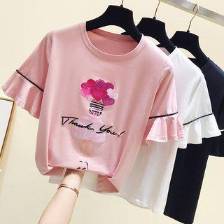 Short-sleeve Lady Print T-shirt