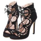 Lace Up Laser Cut High Heels Sandals