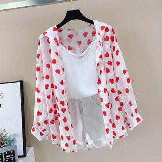 Heart Pattern Hooded Light Jacket
