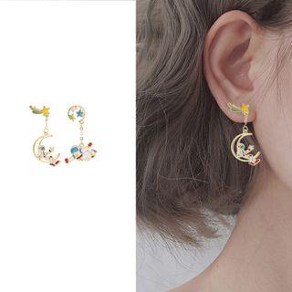 Non-matching Alloy Astronaut Dangle Earring 1 Pair - Gold - One Size