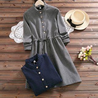 Fleece-lined Long-sleeve Stand-collar Dress