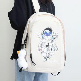 Cartoon Print Lightweight Backpack / Bag Charm / Set