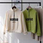 Mock-neck Half-zip Lettering Sweatshirt