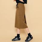 Band-waist Pocket-detail Midi Skirt