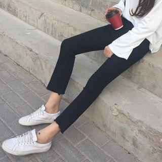 Raw Hem Boot Cut Jeans